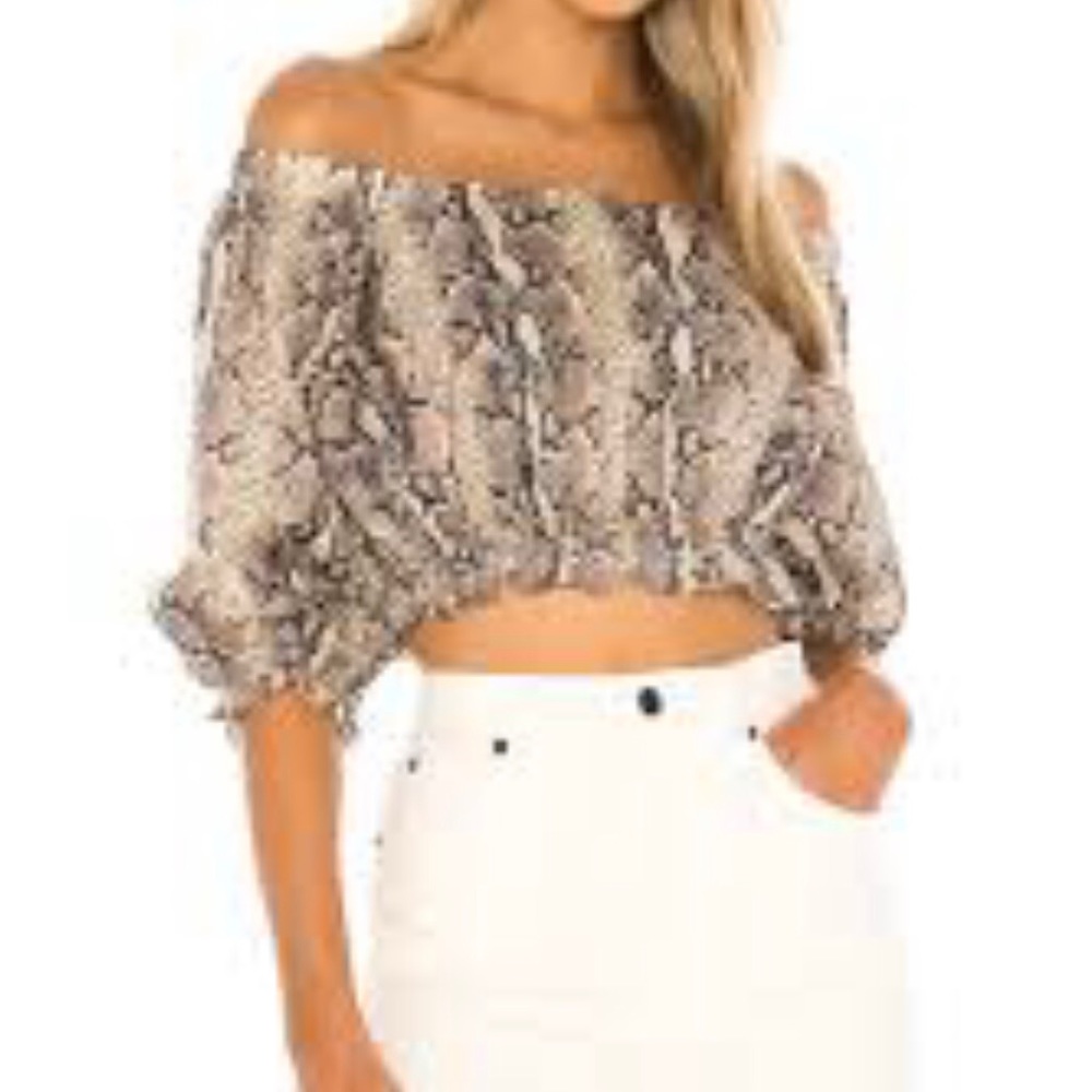 ZARA TOP IN TAN SNAKE SILK SIZE S